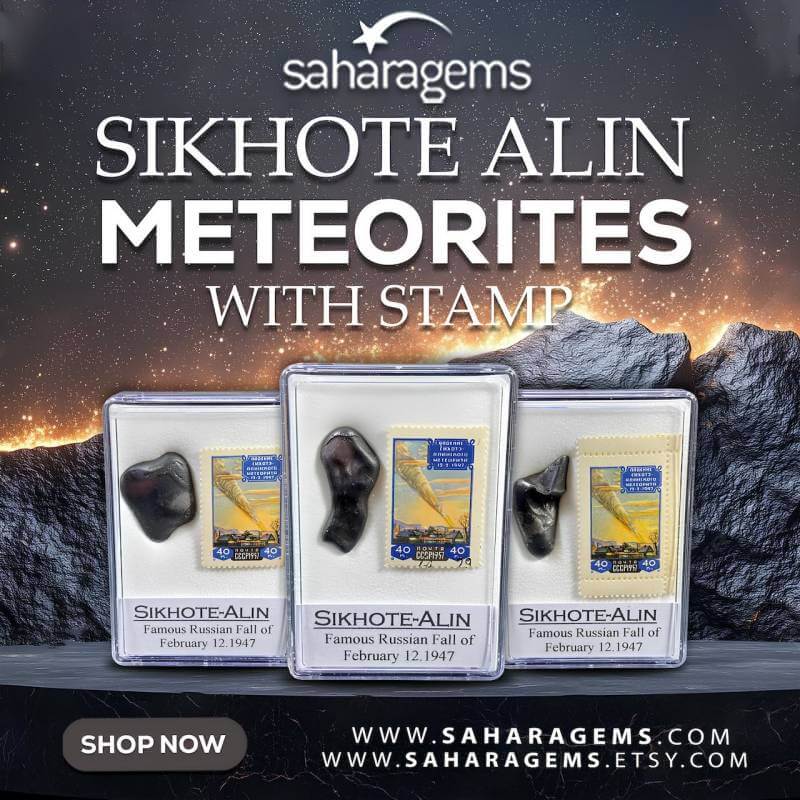 sikhote alin meteorites with stamp for sale saharagems